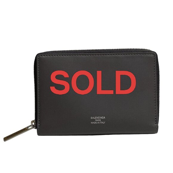 BALENCIAGA - Dark Gray Leather Coin Case 236-071625 - Picture 1 of 10